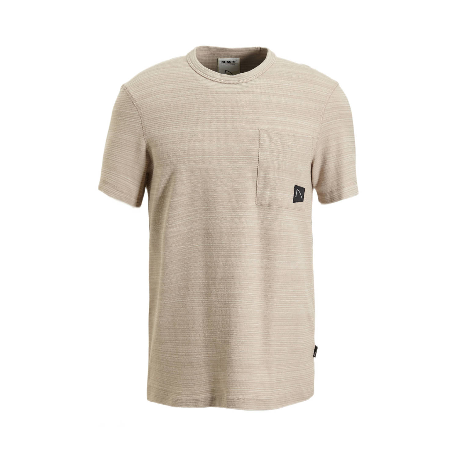 CHASIN' gemêleerd T-shirt MORROW met ingebreid patroon taupe