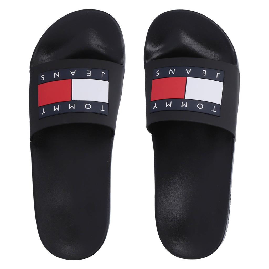 Zwarte heren Tommy Jeans badslipper van rubber