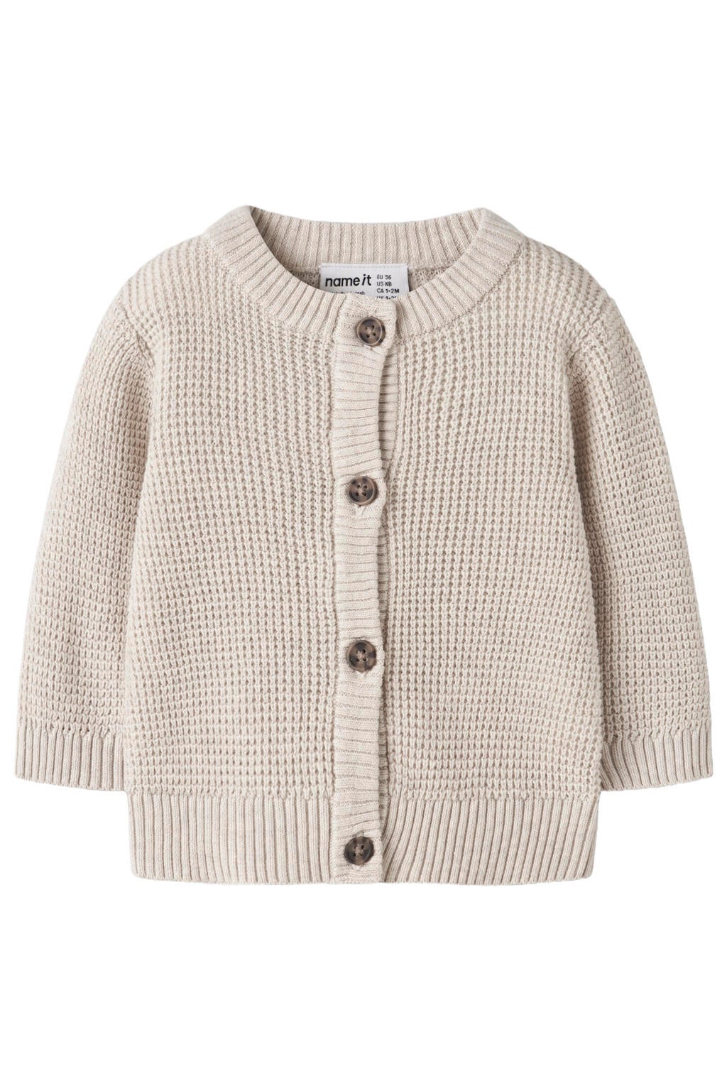 NAME IT BABY katoenen gebreid gemêleerd vest - beige