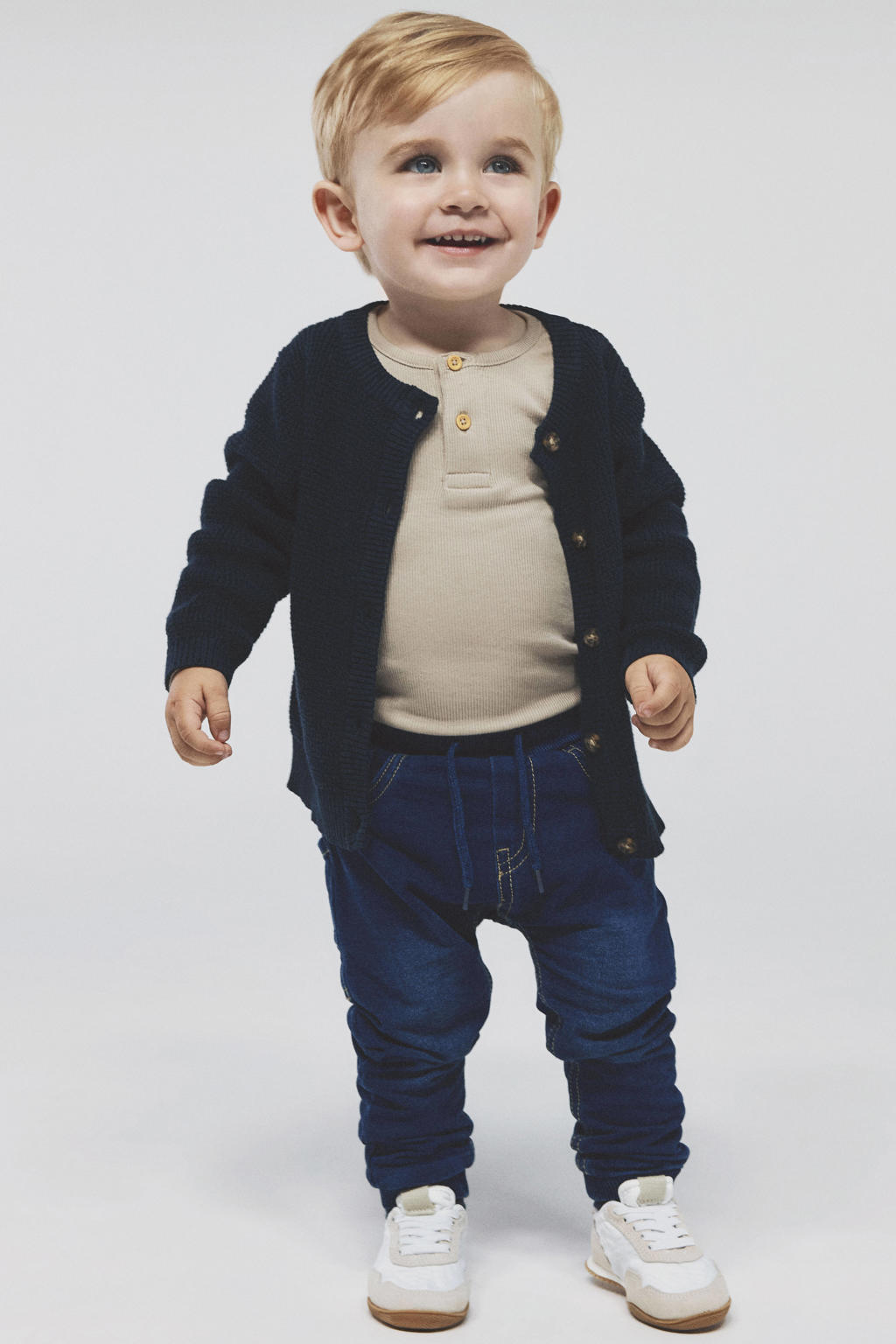 NAME IT BABY katoenen gebreid vest - donkerblauw