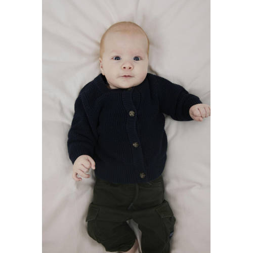 NAME IT BABY gebreid vest NBNBUBBA van katoen donkerblauw afbeelding