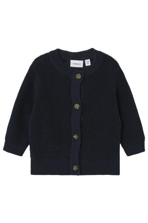 gebreid vest NBNBUBBA van katoen donkerblauw