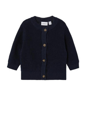 gebreid vest NBNBUBBA van katoen donkerblauw