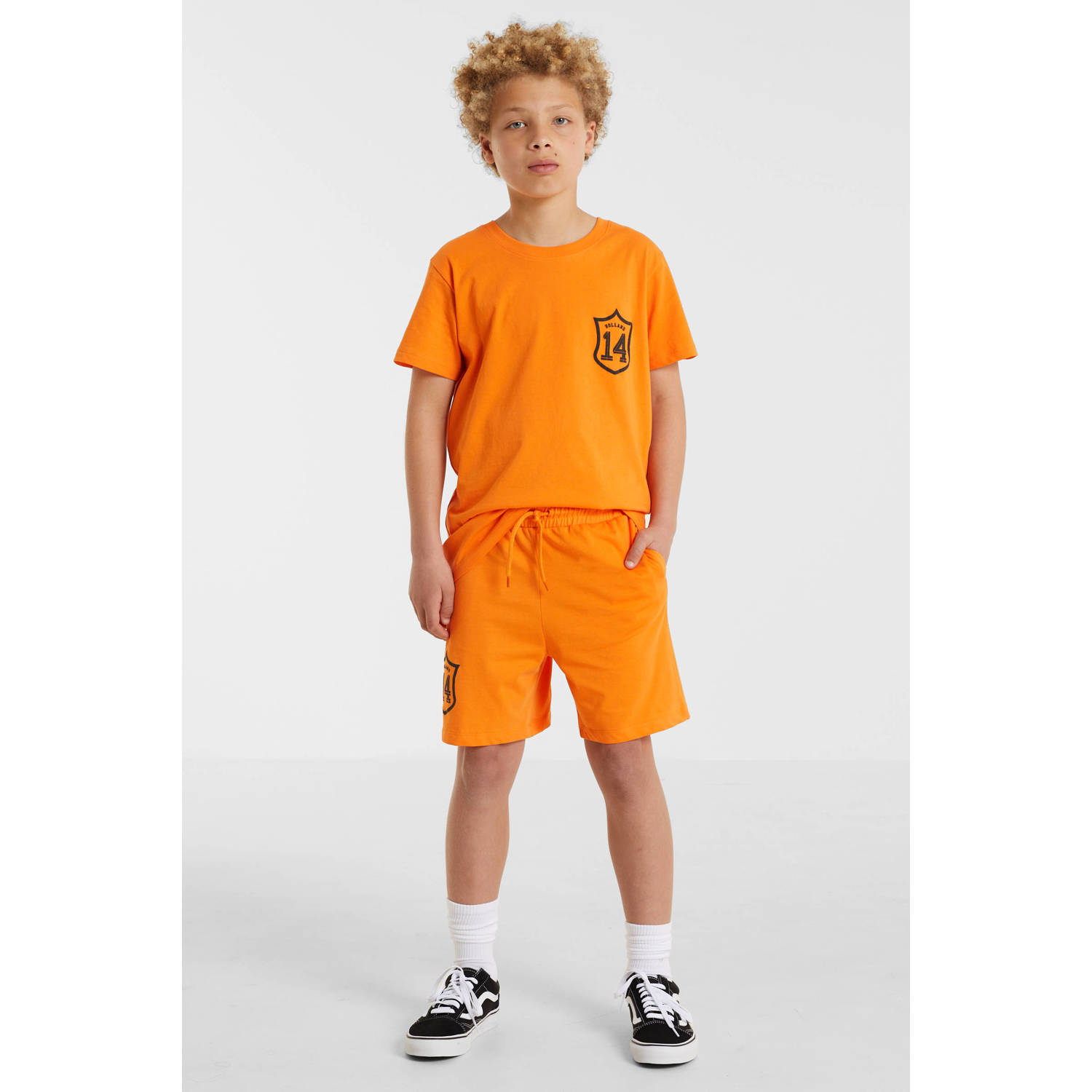 Anytime sweatshort met printopdruk oranje Katoen Printopdruk 110 116