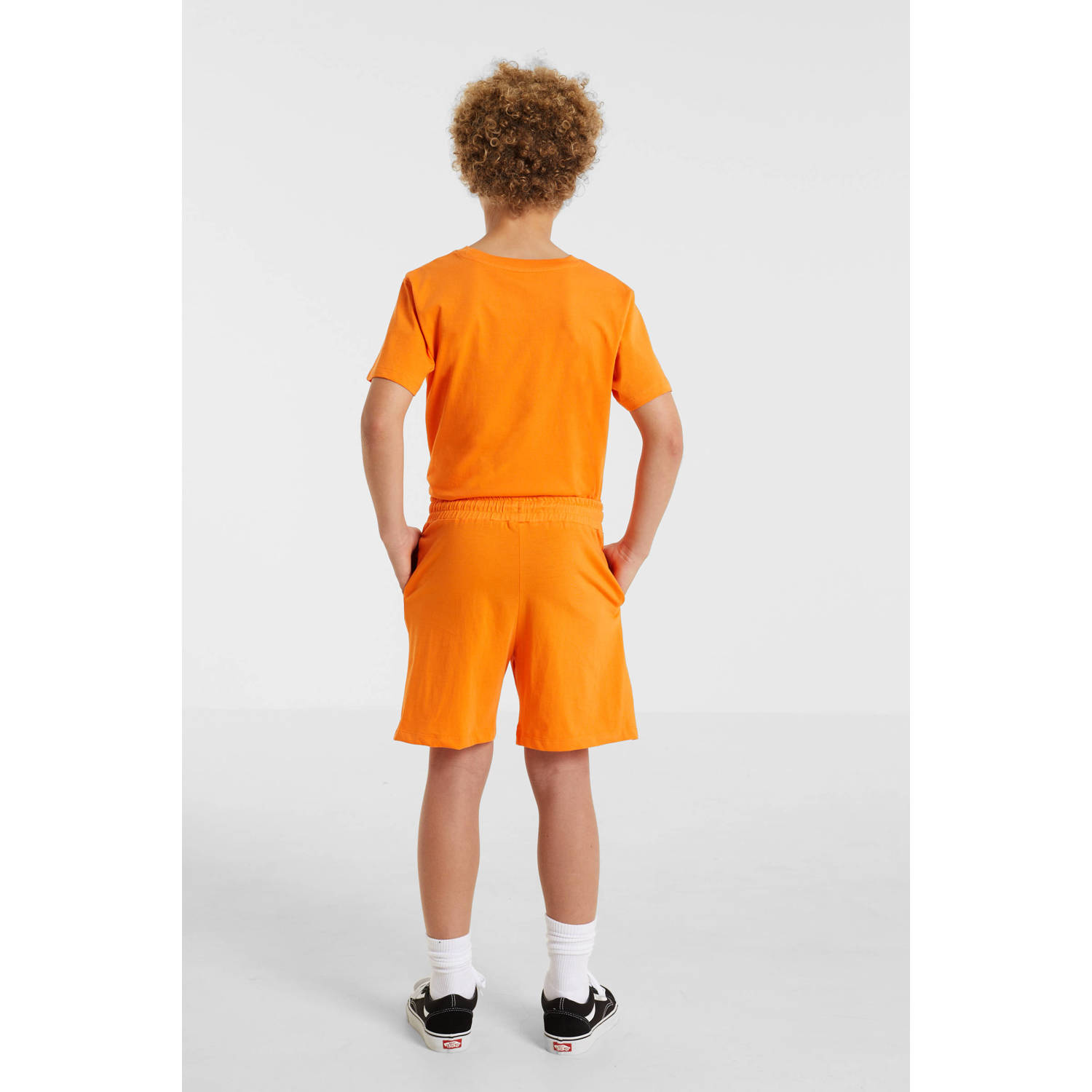 anytime sweatshort met printopdruk oranje