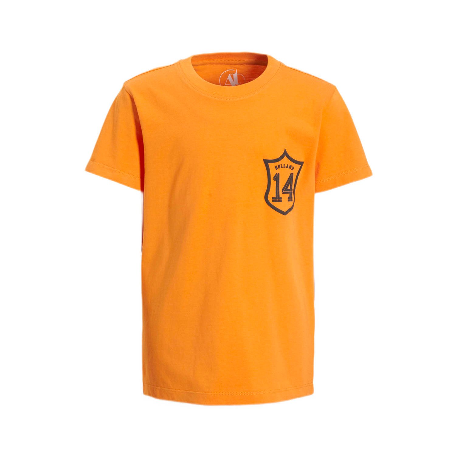 Anytime T-shirt met printopdruk oranje Katoen Ronde hals 122 128