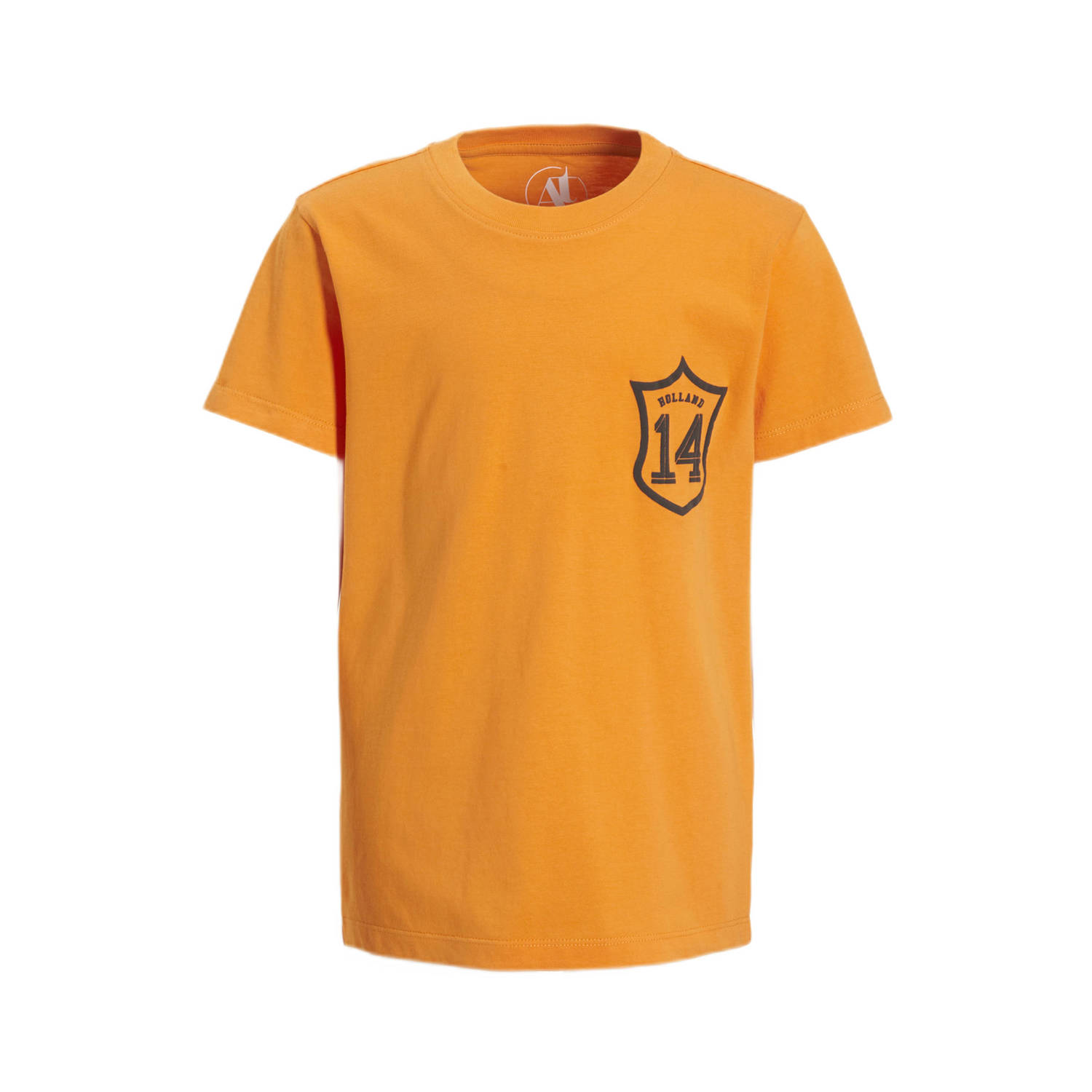 Anytime T-shirt met printopdruk oranje Katoen Ronde hals Printopdruk 122 128