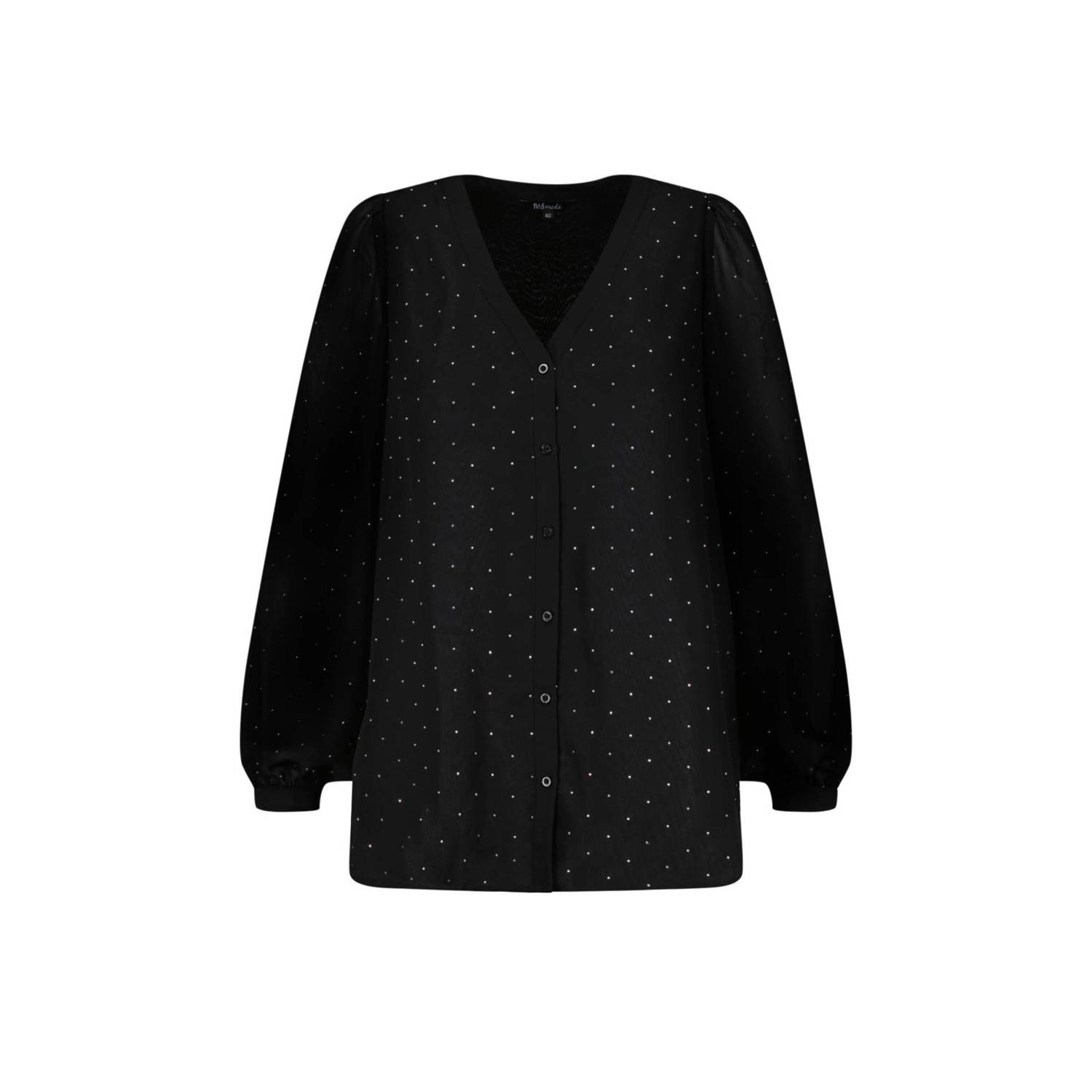 MS Mode semi-transparante blouse met studs zwart