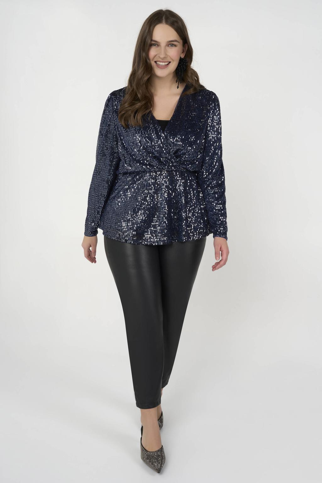 MS Mode top met pailletten donkerblauw | wehkamp