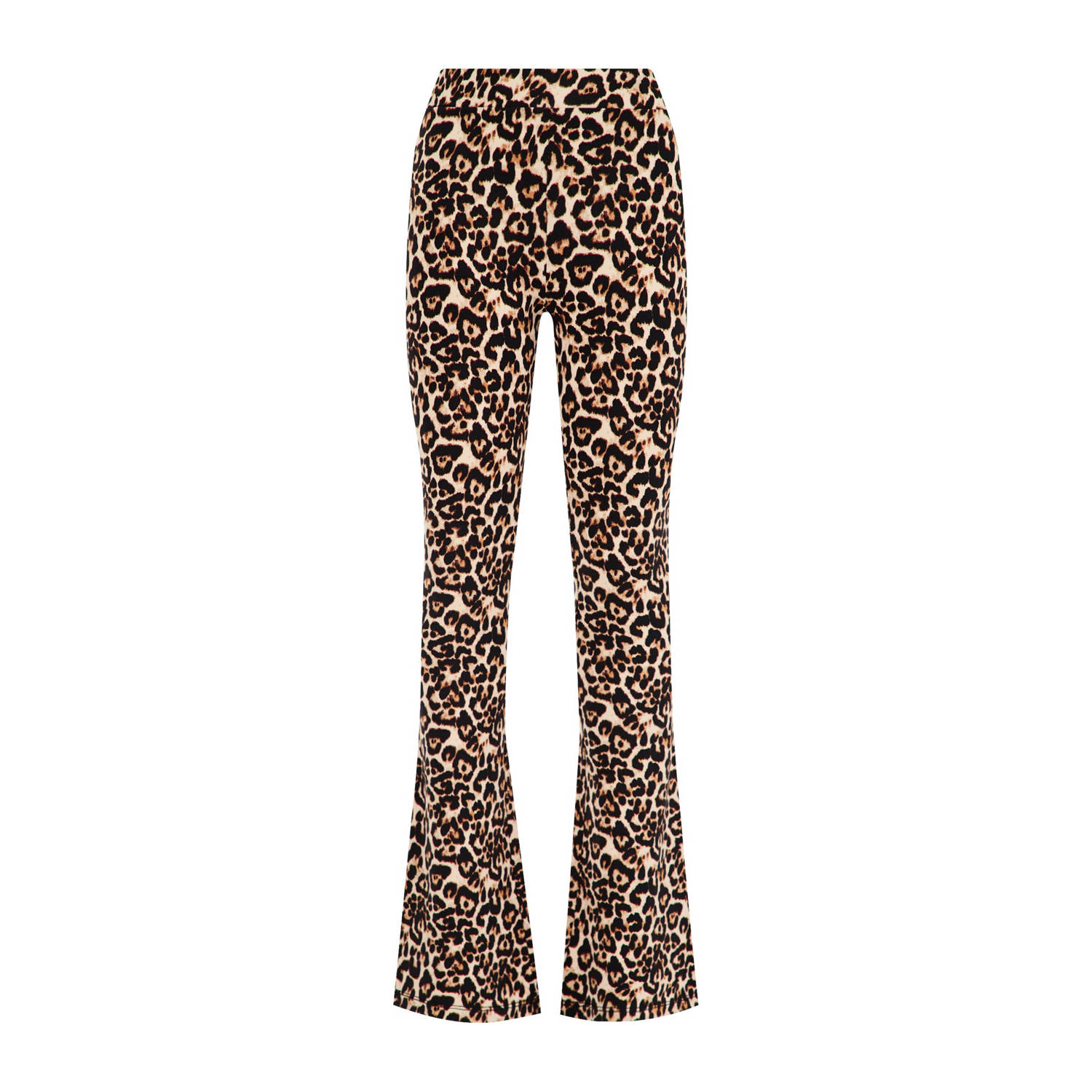 WE Fashion broek met panterprint bruin lichtbruin zwart Meisjes Viscose (duurzaam materiaal) 92