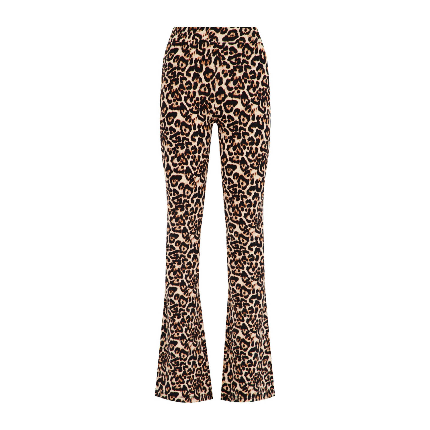 WE Fashion broek met panterprint bruin lichtbruin zwart Meisjes Viscose (duurzaam materiaal) 92