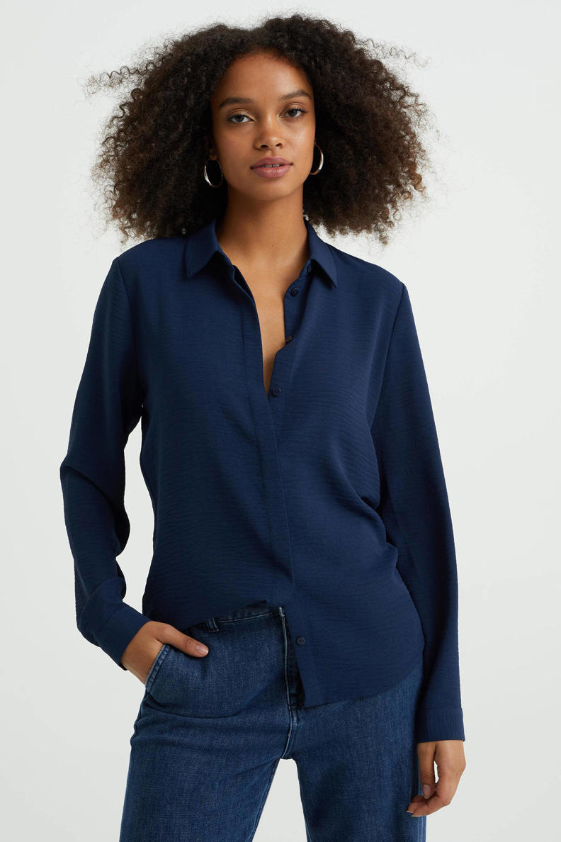 Blouse Zara Classique à Enfiler - Taille 36, Noir-bleu, Coupe Ample, Occasion Très Bon état