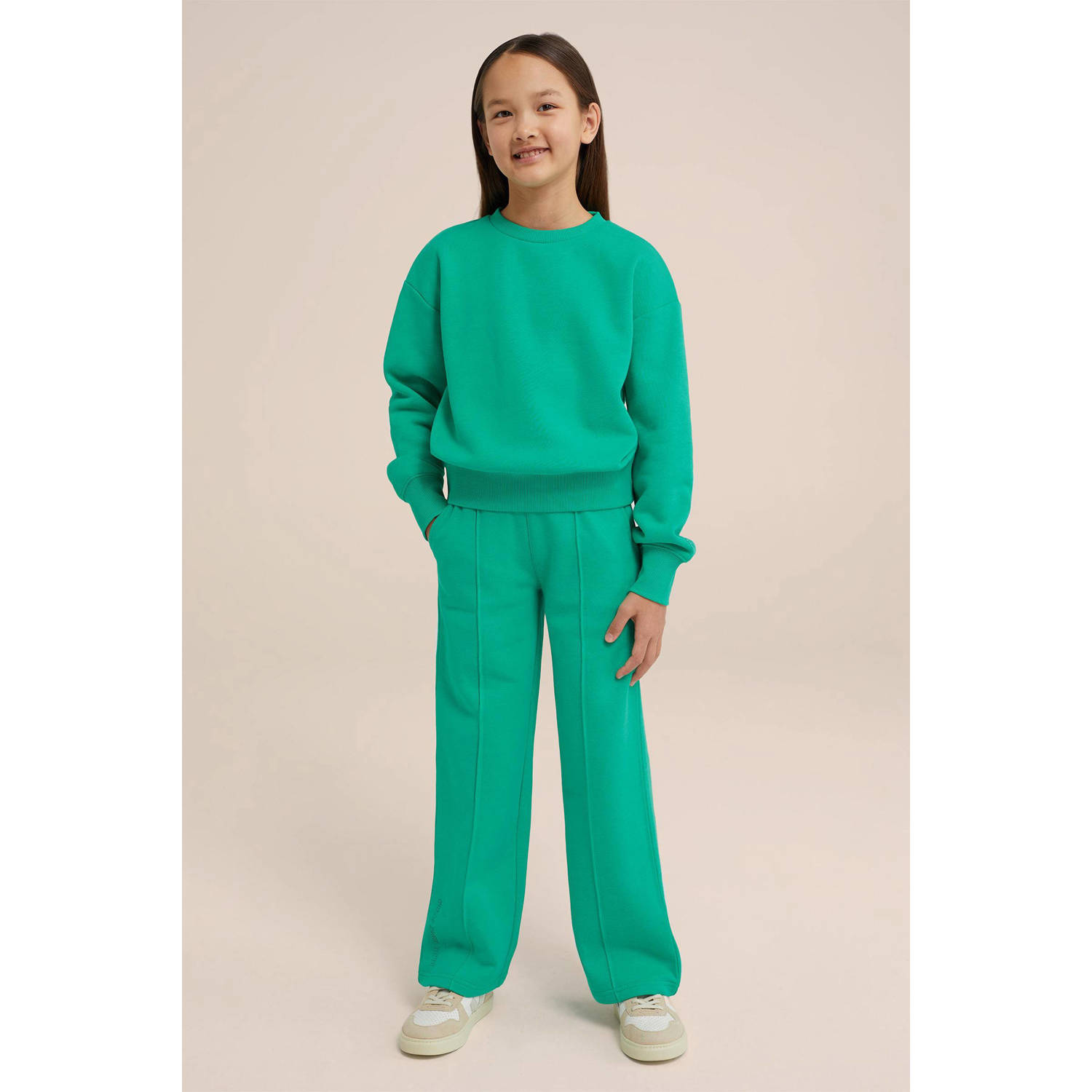 WE Fashion Blue Ridge straight fit broek groen