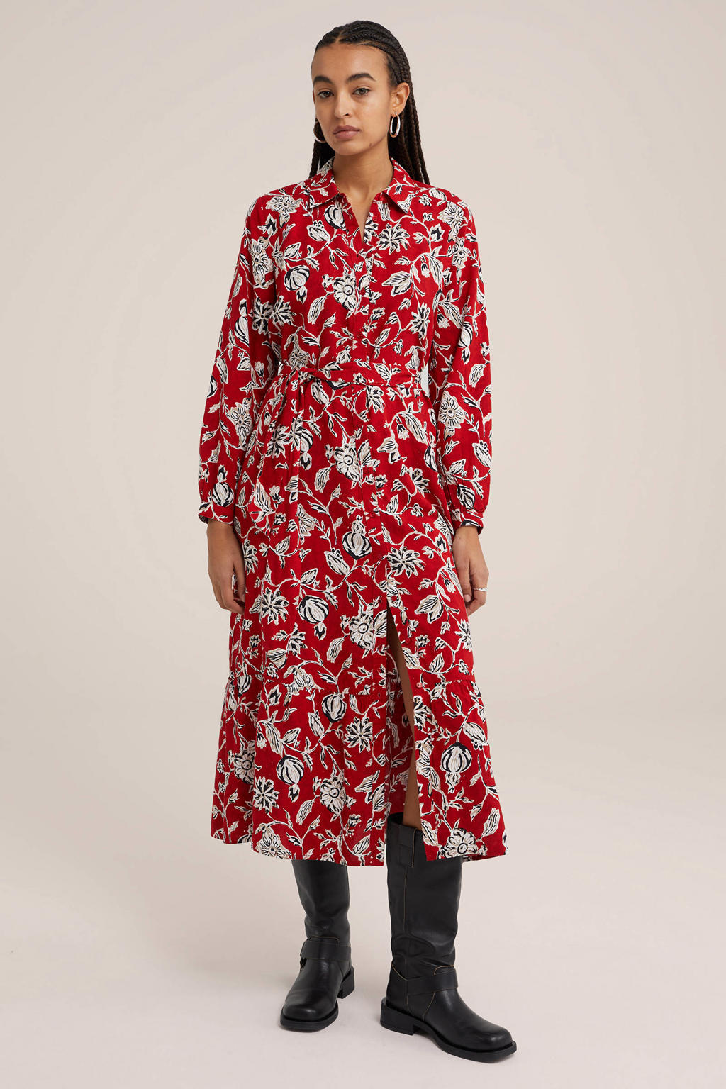 Stijlvolle blousejurk met bloemenprint en omslagkraag main image 1