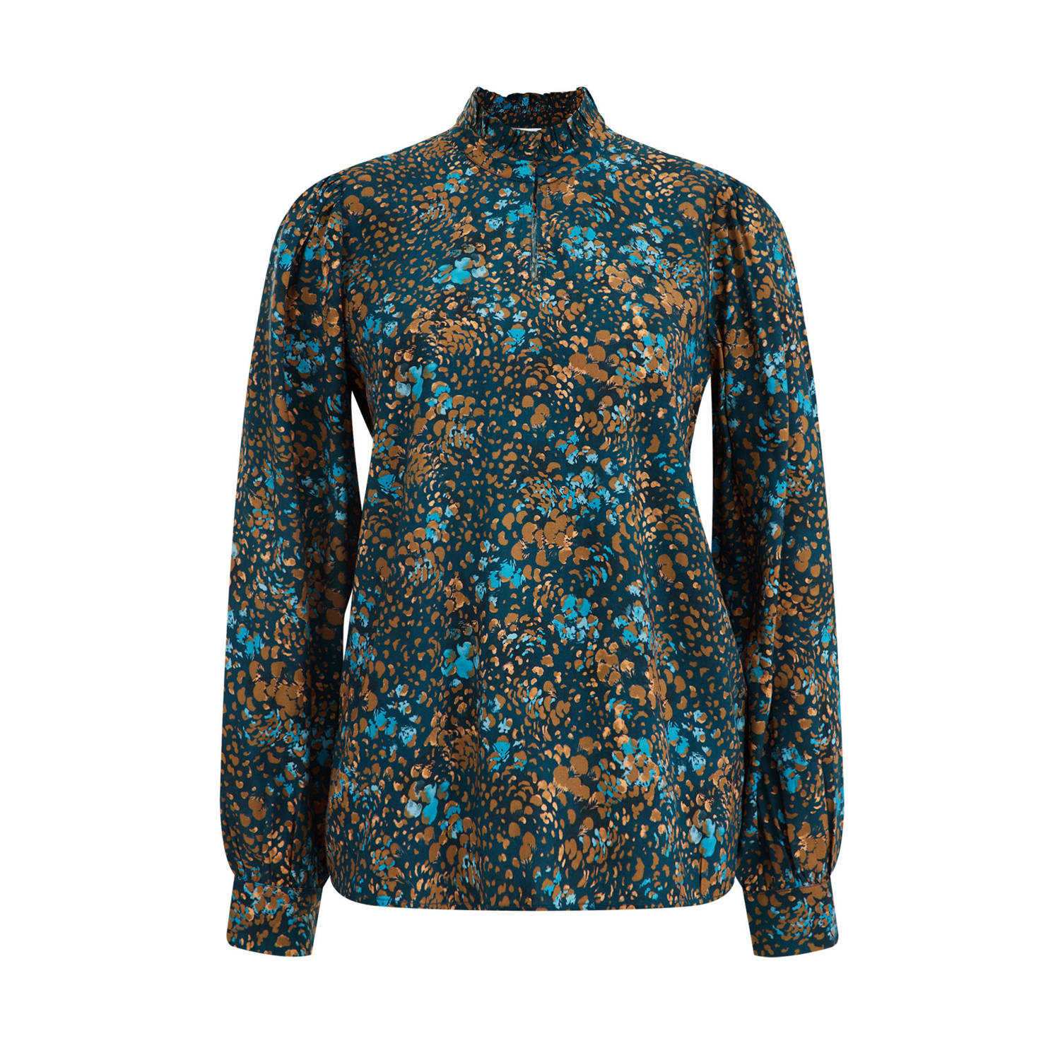 WE Fashion blouse met all over print petrol camel lichtblauw