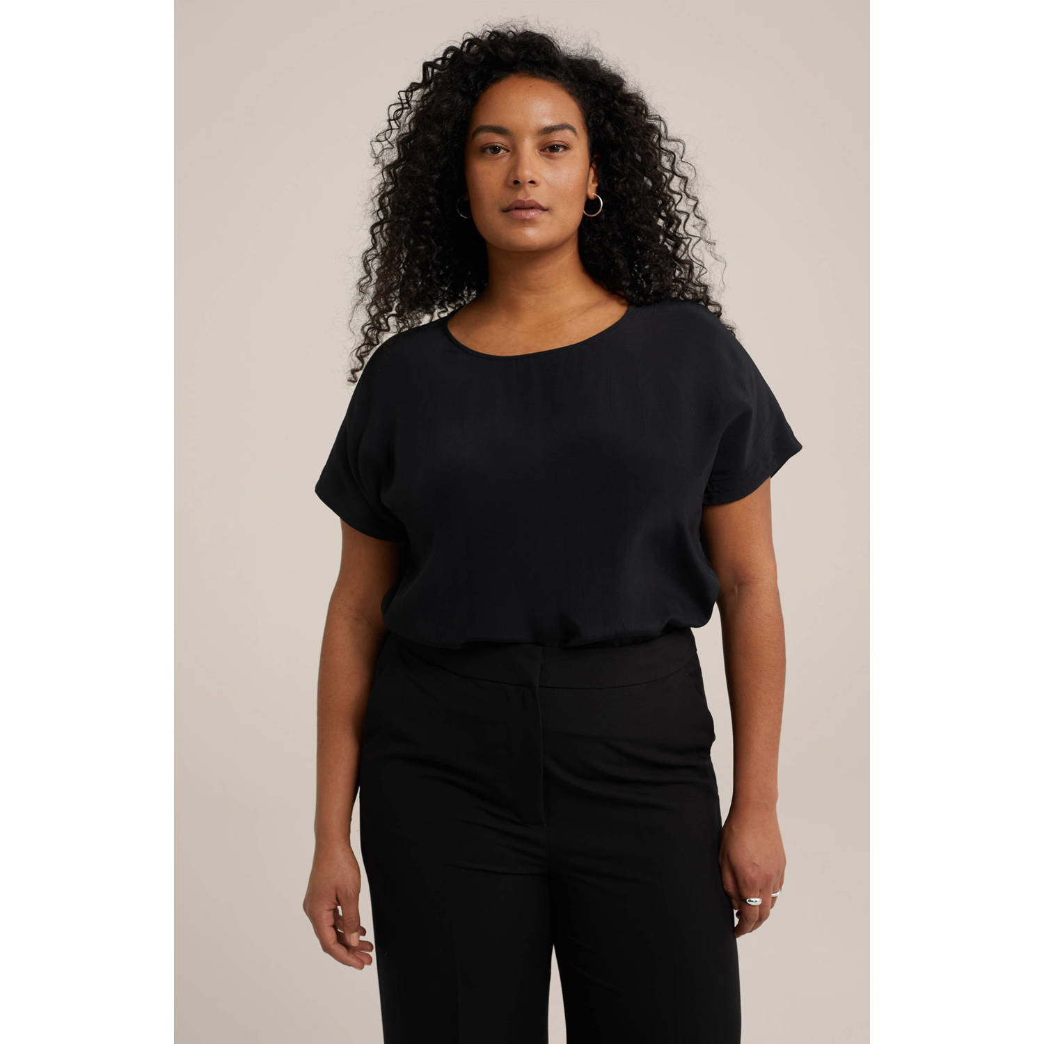 WE Fashion Curve T-shirt zwart