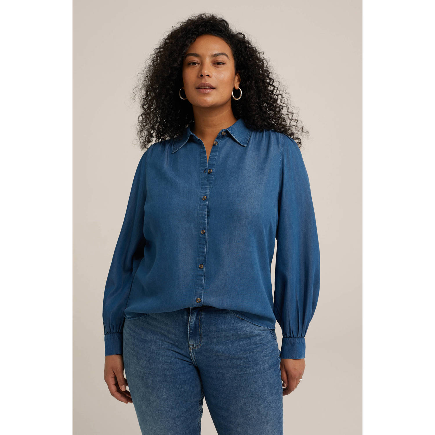 WE Fashion Curve blouse medium blue denim