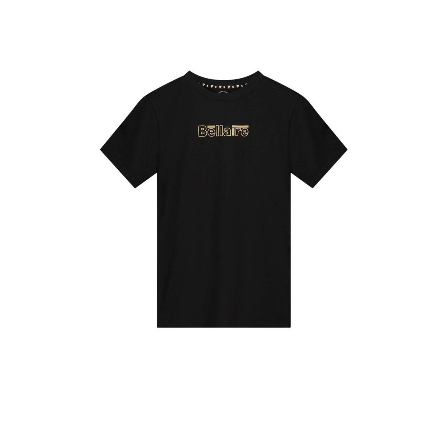 Bellaire T-shirt met printopdruk zwart Jongens Katoen Ronde hals Printopdruk 122 128