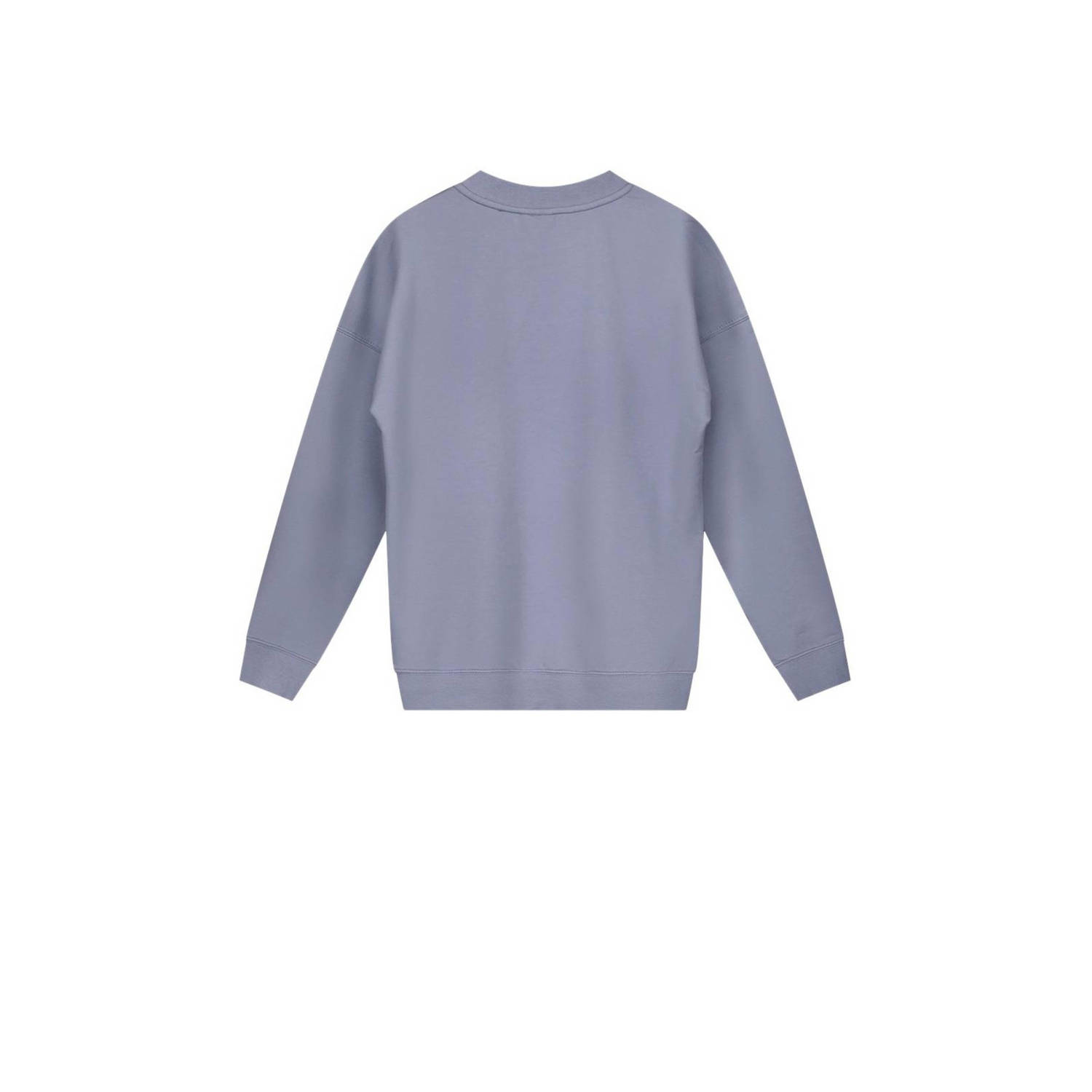 Bellaire sweater met printopdruk vergrijsdblauw