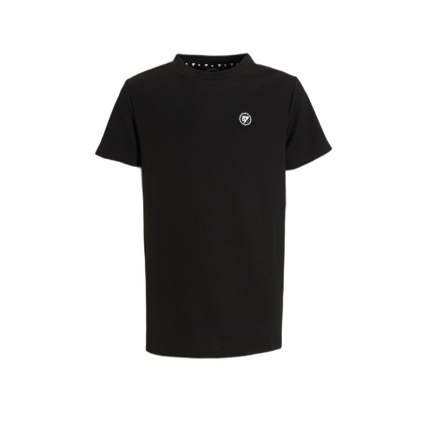 Bellaire T-shirt met printopdruk zwart Jongens Stretchkatoen Ronde hals 122 128