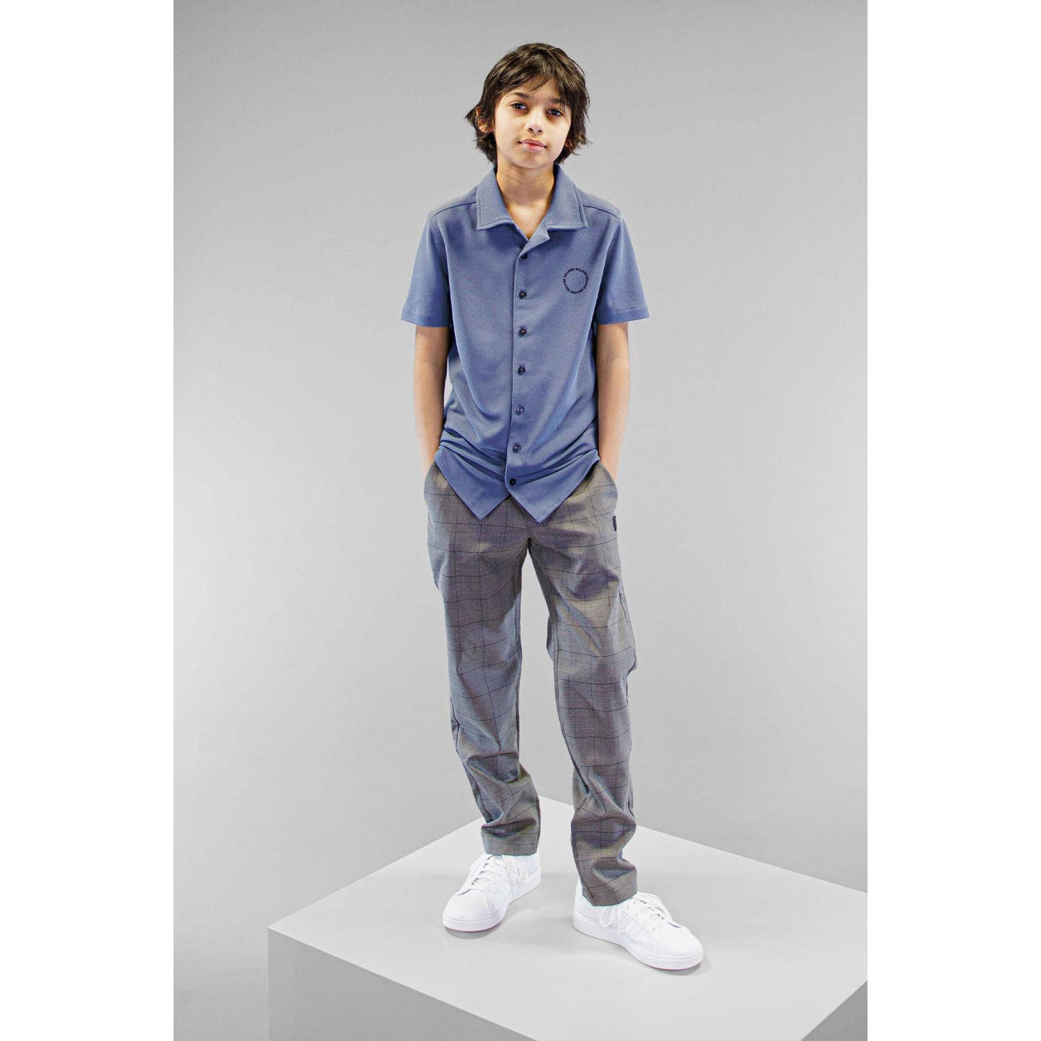 Bellaire geruite regular fit broek zwart