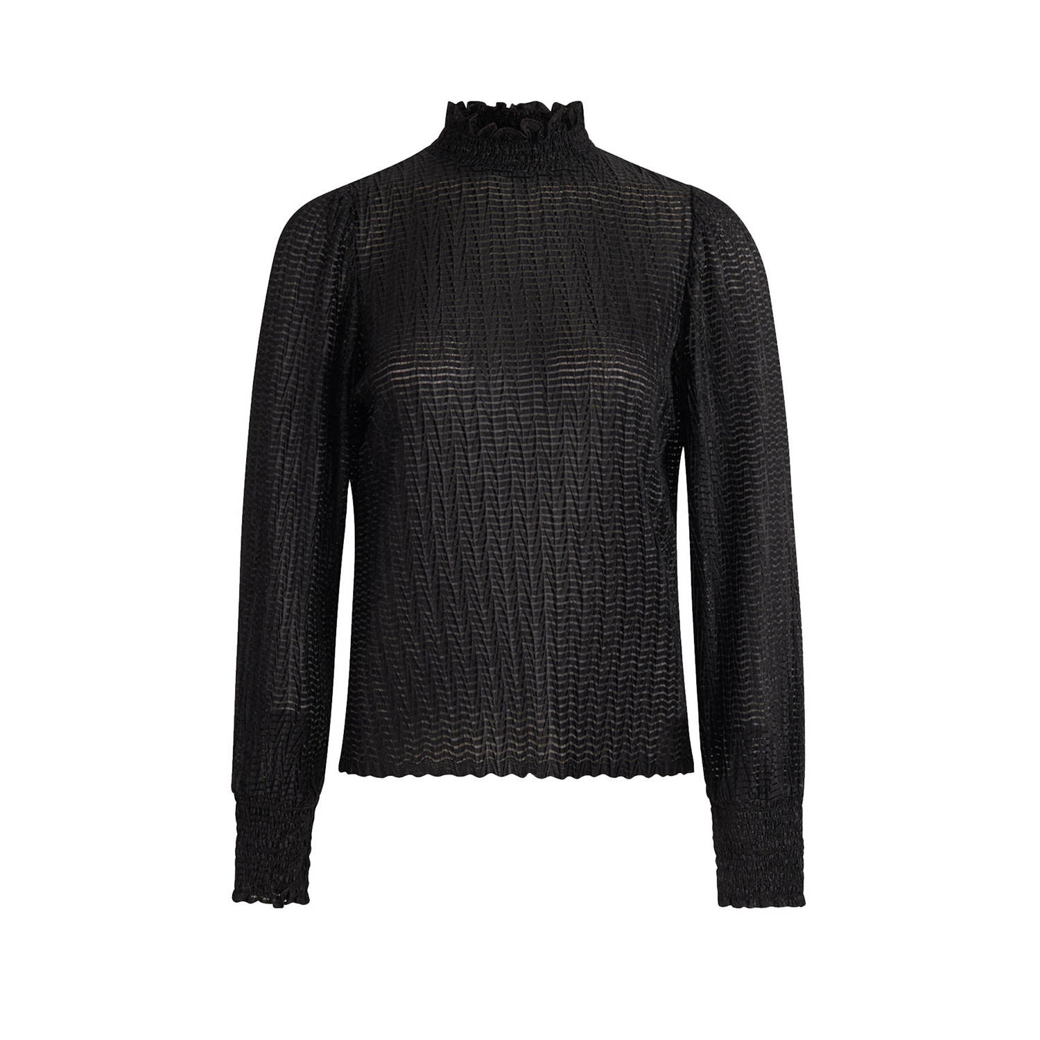 Shoeby semi-transparante top met ruches zwart