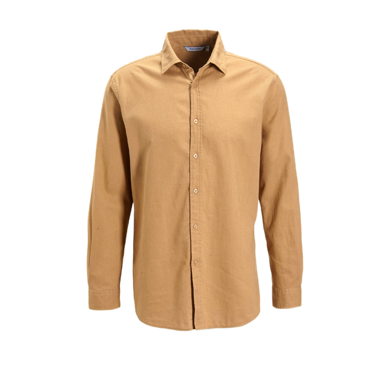 Anytime linnen casual overhemd beige