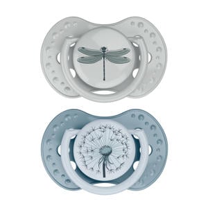 Difrax LOVI Dynamische Fopspeen - 6 tot 18 Maanden - Blauw & Groen - 2 st.