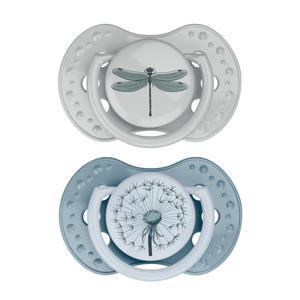Difrax LOVI Dynamische Fopspeen - 6 tot 18 Maanden - Blauw & Groen - 2 st.