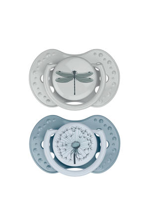 Difrax LOVI Dynamische Fopspeen - 6 tot 18 Maanden - Blauw & Groen - 2 st.