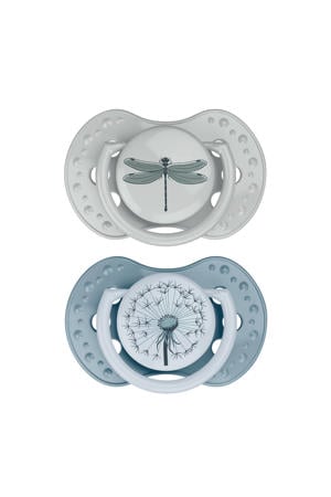 Difrax LOVI Dynamische Fopspeen - 6 tot 18 Maanden - Blauw & Groen - 2 st.