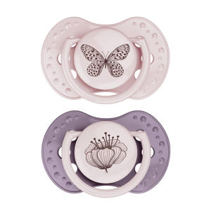 Dynamische Fopspeen - 3 tot 6 Maanden - Roze & Paars