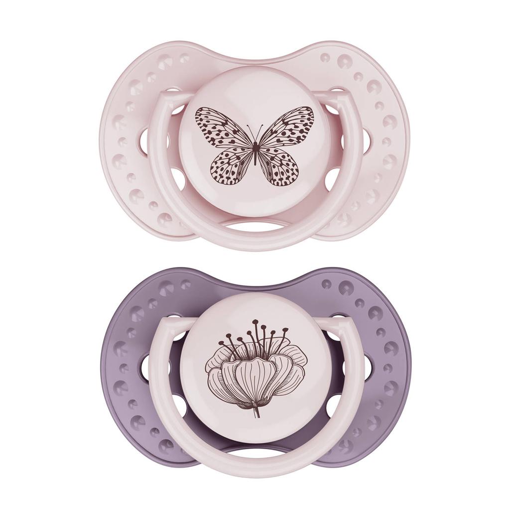 Difrax LOVI Dynamische Fopspeen - 18+ Maanden - Roze & Paars - 2 st.