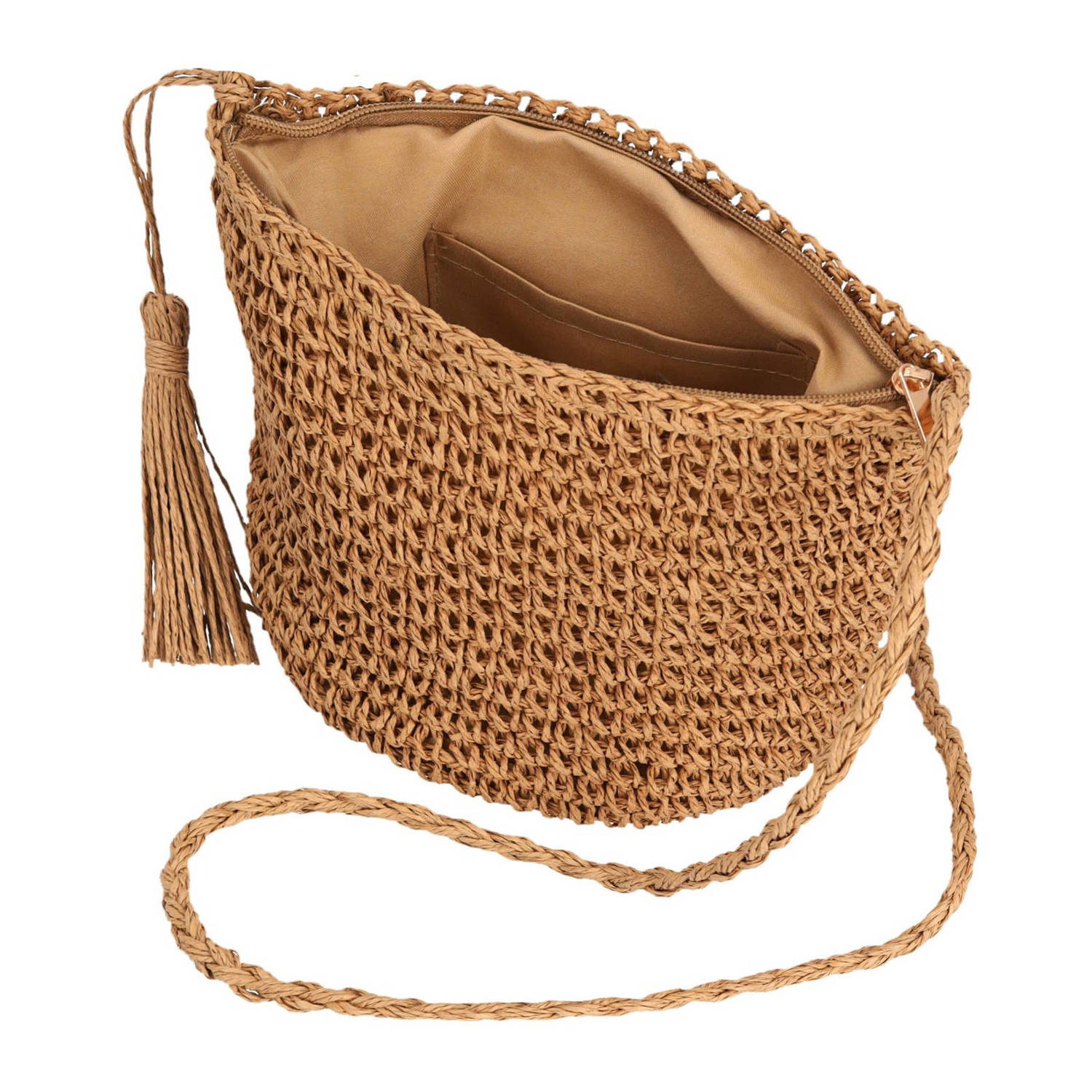 Sarlini gehaakte crossbody tas naturel