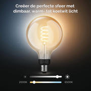 thumbnail: Philips Hue filament globelamp G125 - warm tot koelwit licht - 1-pack - E27
