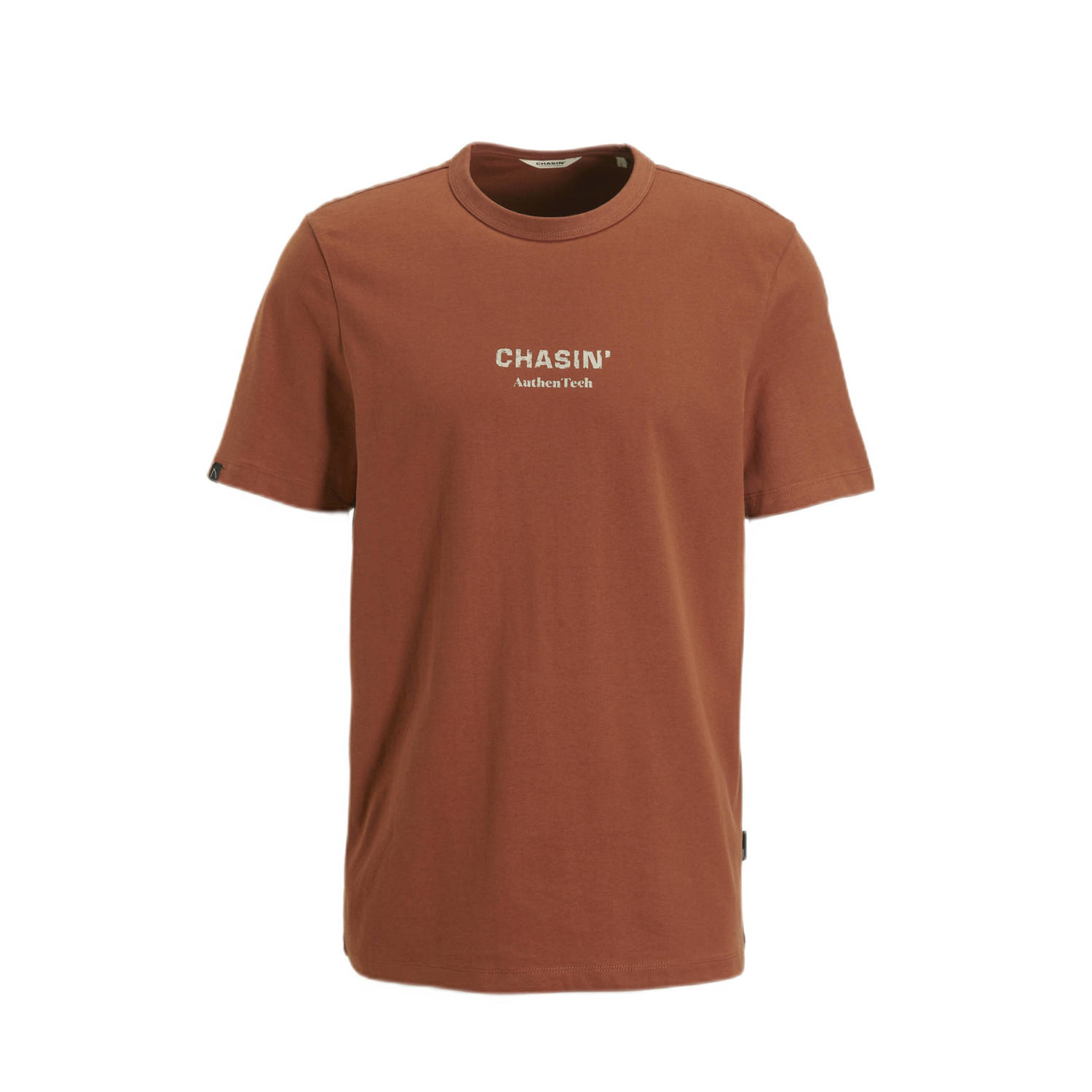 CHASIN' regular fit T-shirt met backprint lichtbruin