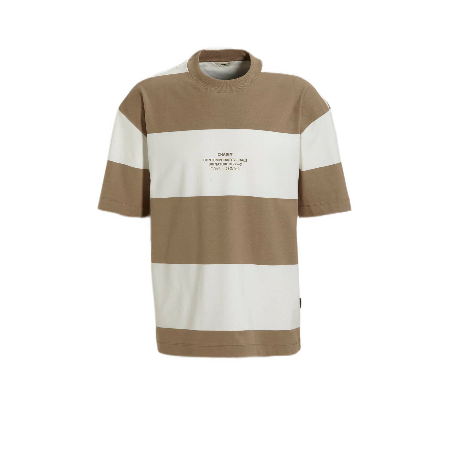 CHASIN' gestreept oversized T-shirt Biggie light brown