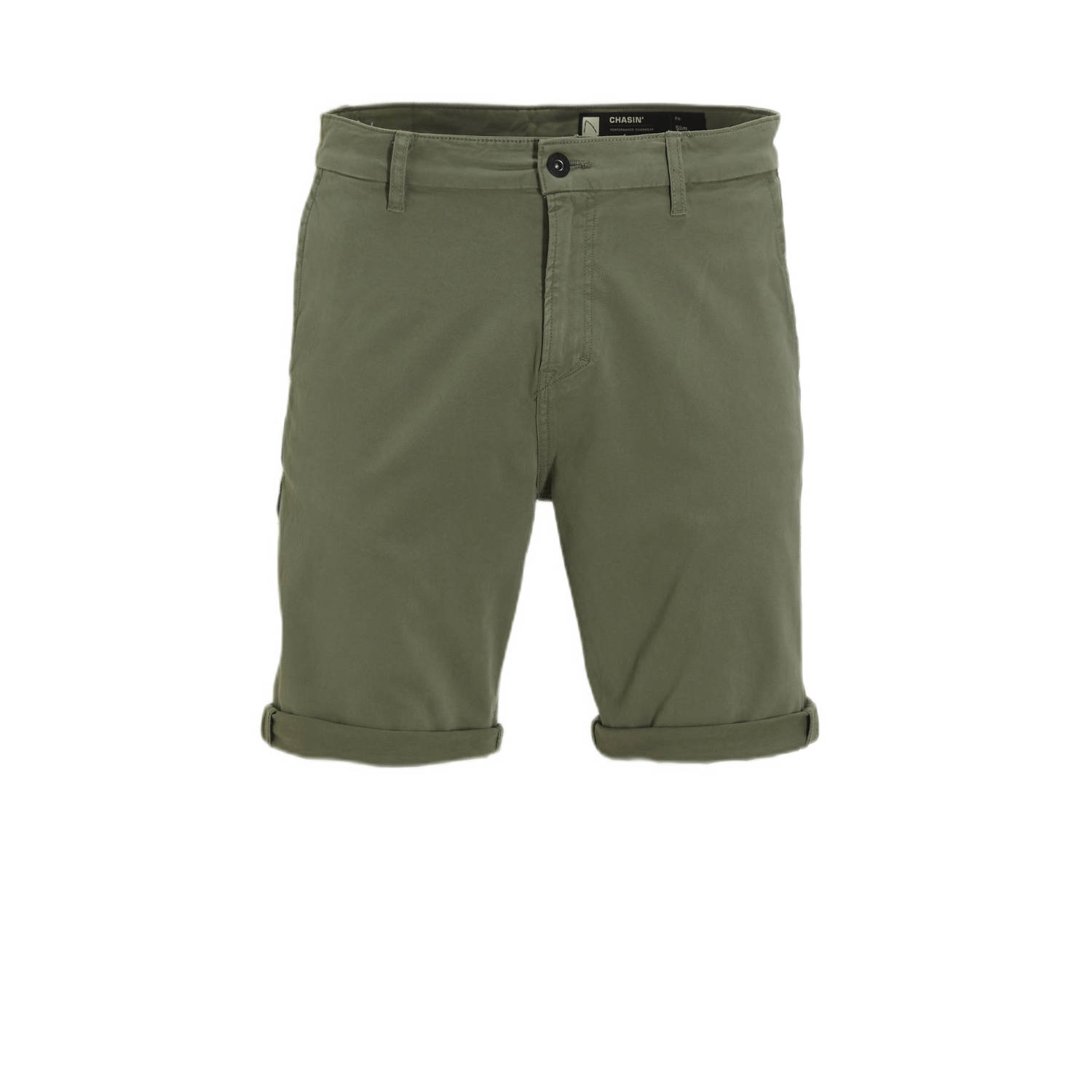 CHASIN' slim fit short groen