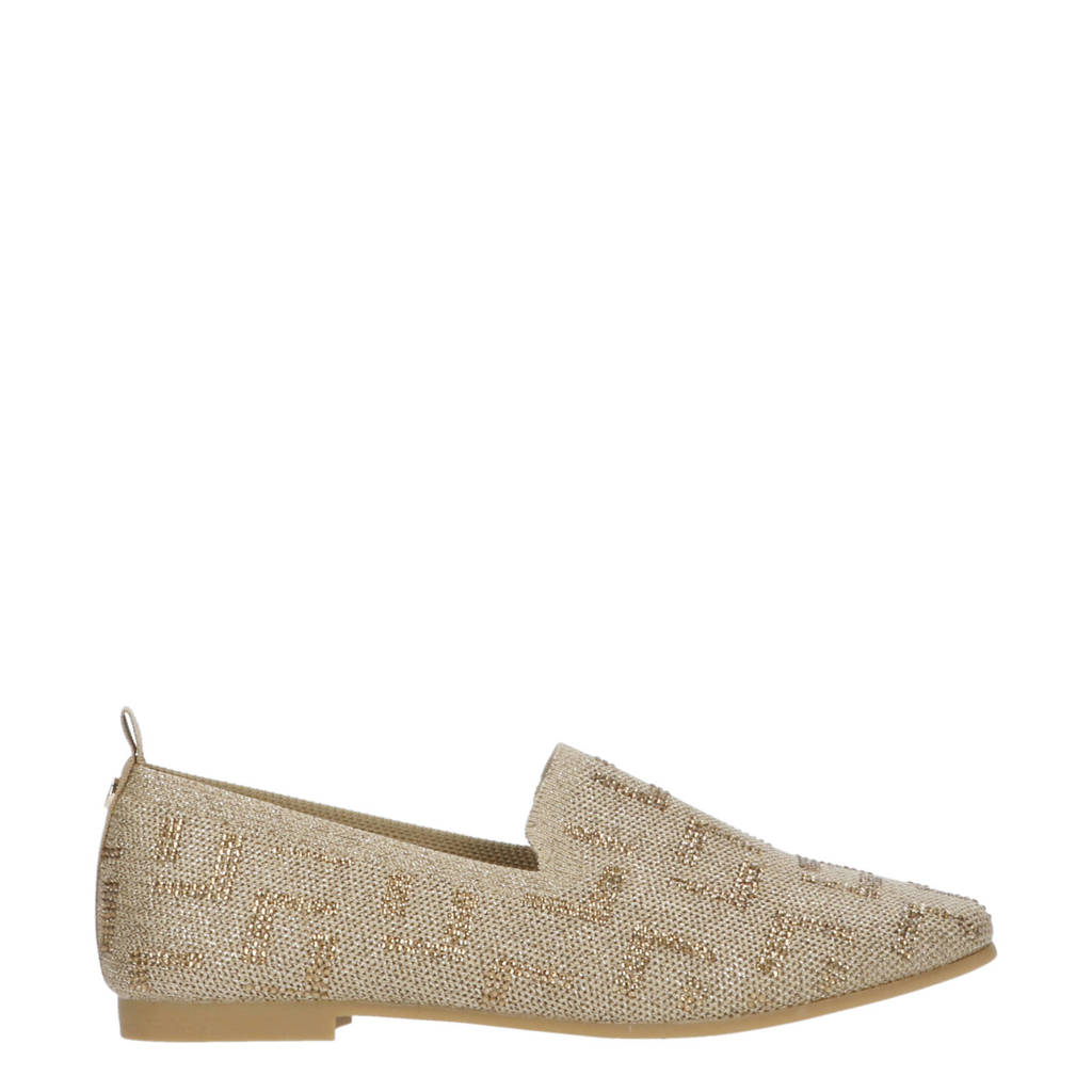 La Strada knitted loafers met glitters beige wehkamp