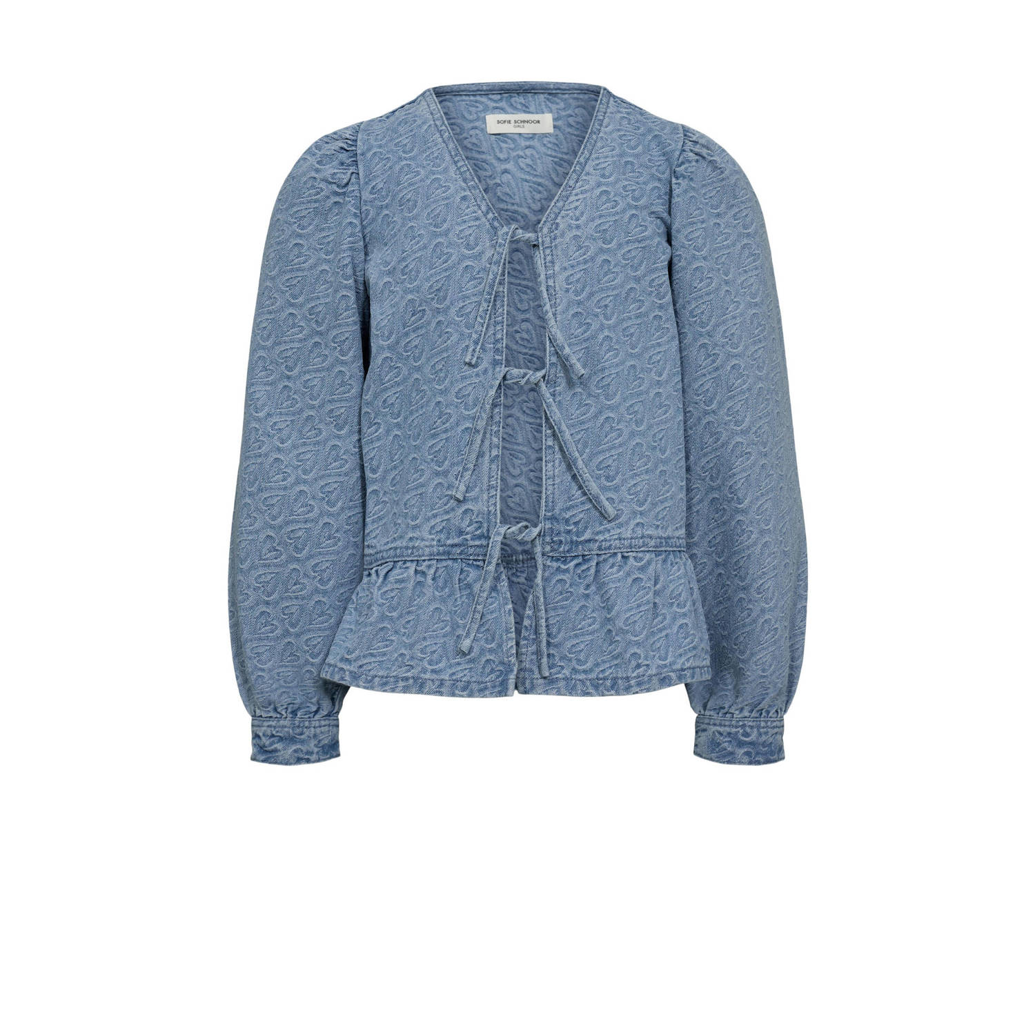 Sofie Schnoor top met hartjes blauw Meisjes Katoen Ronde hals Hartjes 128