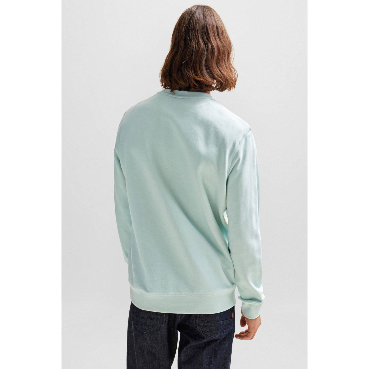 BOSS sweater Westart met logo turquoise aqua