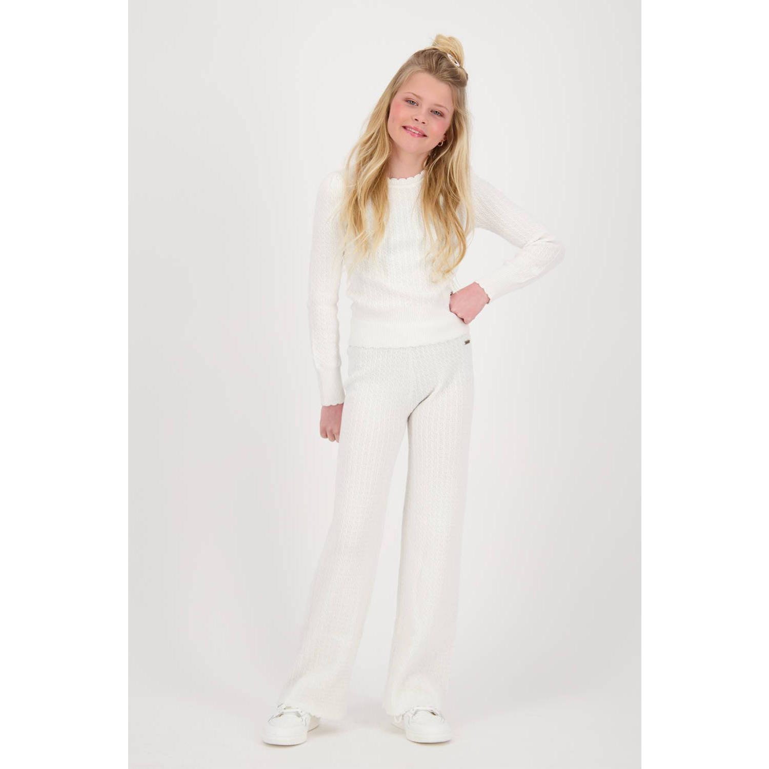 VINGINO flared broek Silkie wit Meisjes Viscose Effen 104