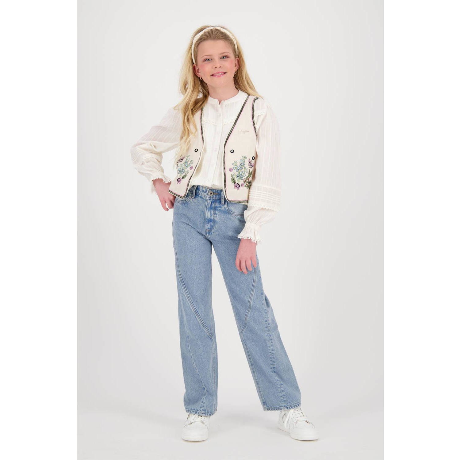VINGINO loose fit jeans Cato blauw Meisjes Katoen Effen 158