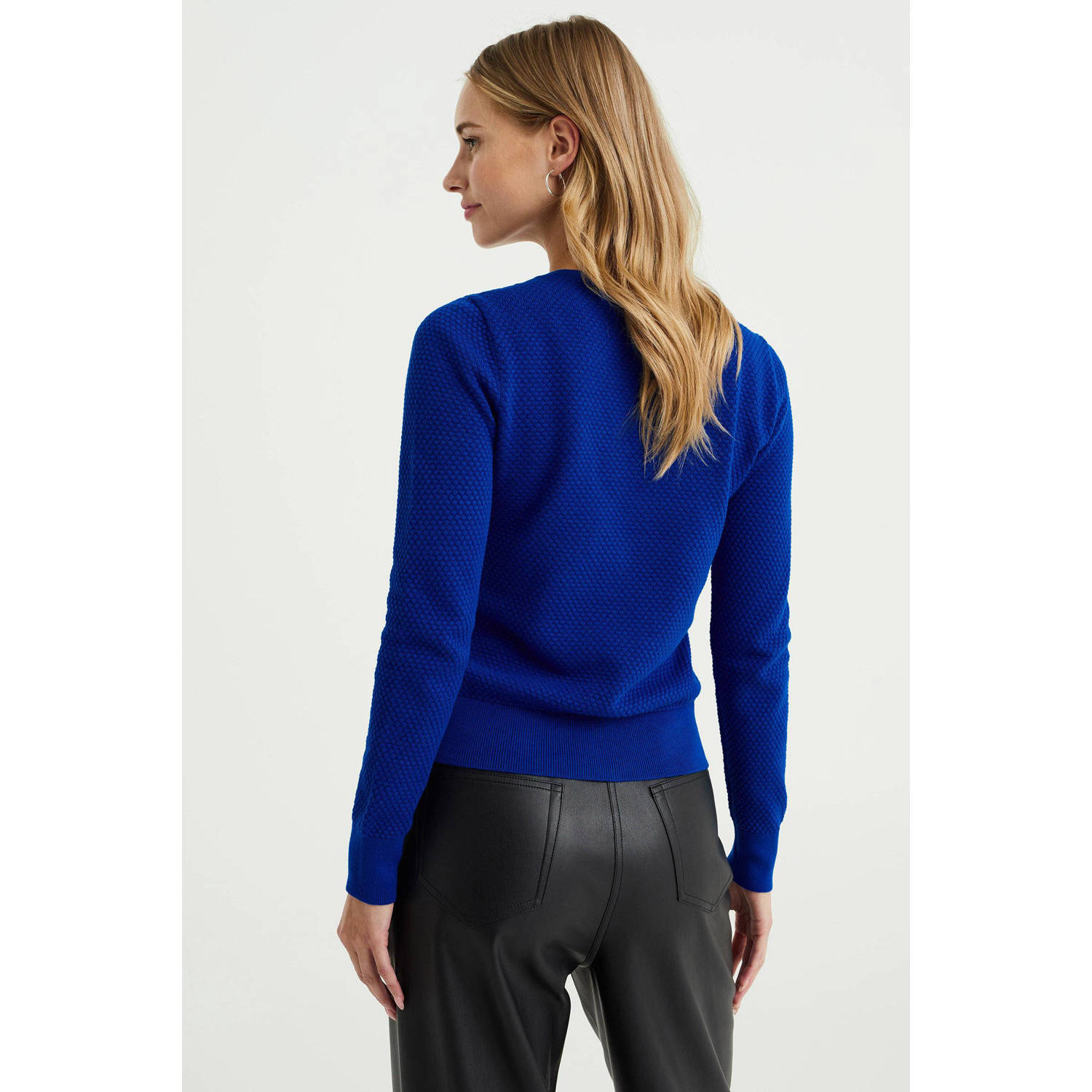 WE Fashion vest met textuur cobalt blauw
