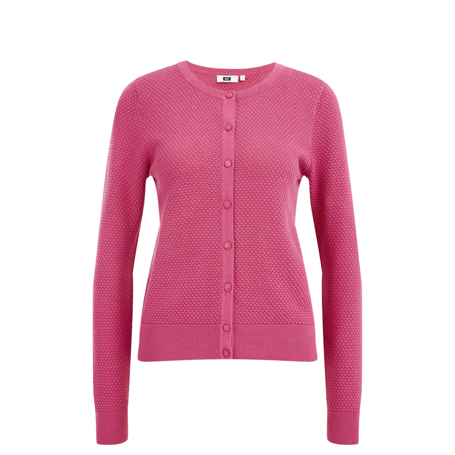 WE Fashion fijngebreid vest met textuur roze