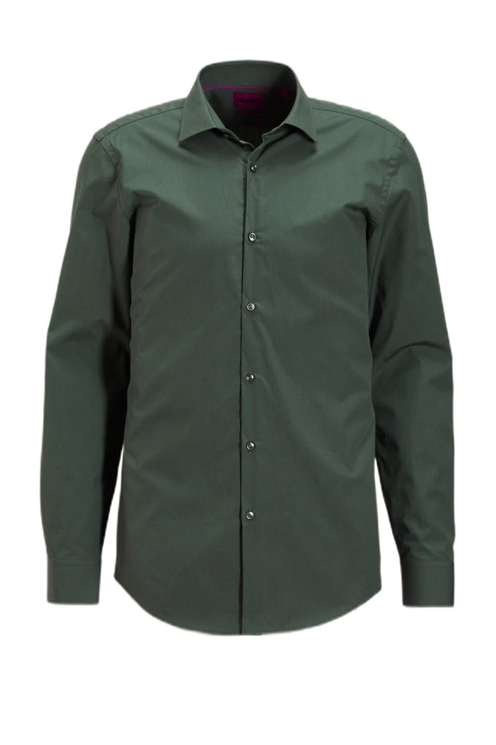 Donkergroene heren HUGO slim fit overhemd Kenno van katoen met lange mouwen en klassieke kraag