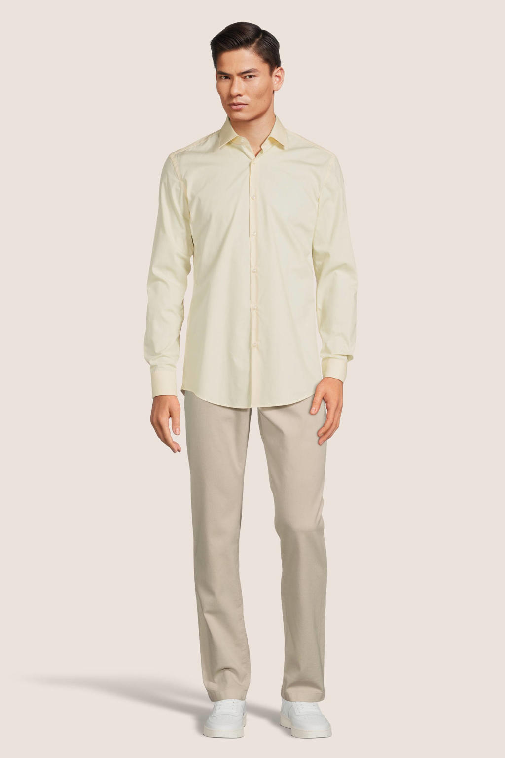 HUGO slim fit overhemd Kenno lichtgeel