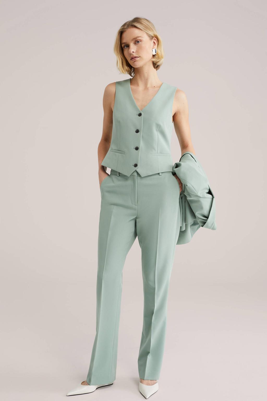 WE Fashion flared pantalon mintgroen