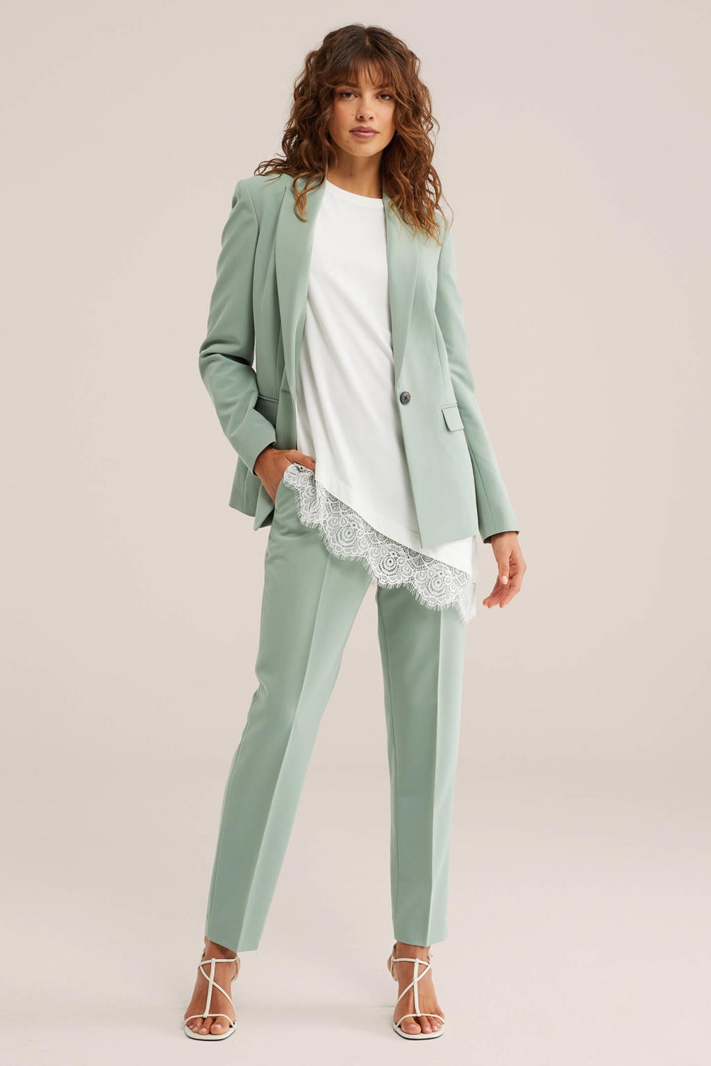 WE Fashion slim fit broek - lichtgroen