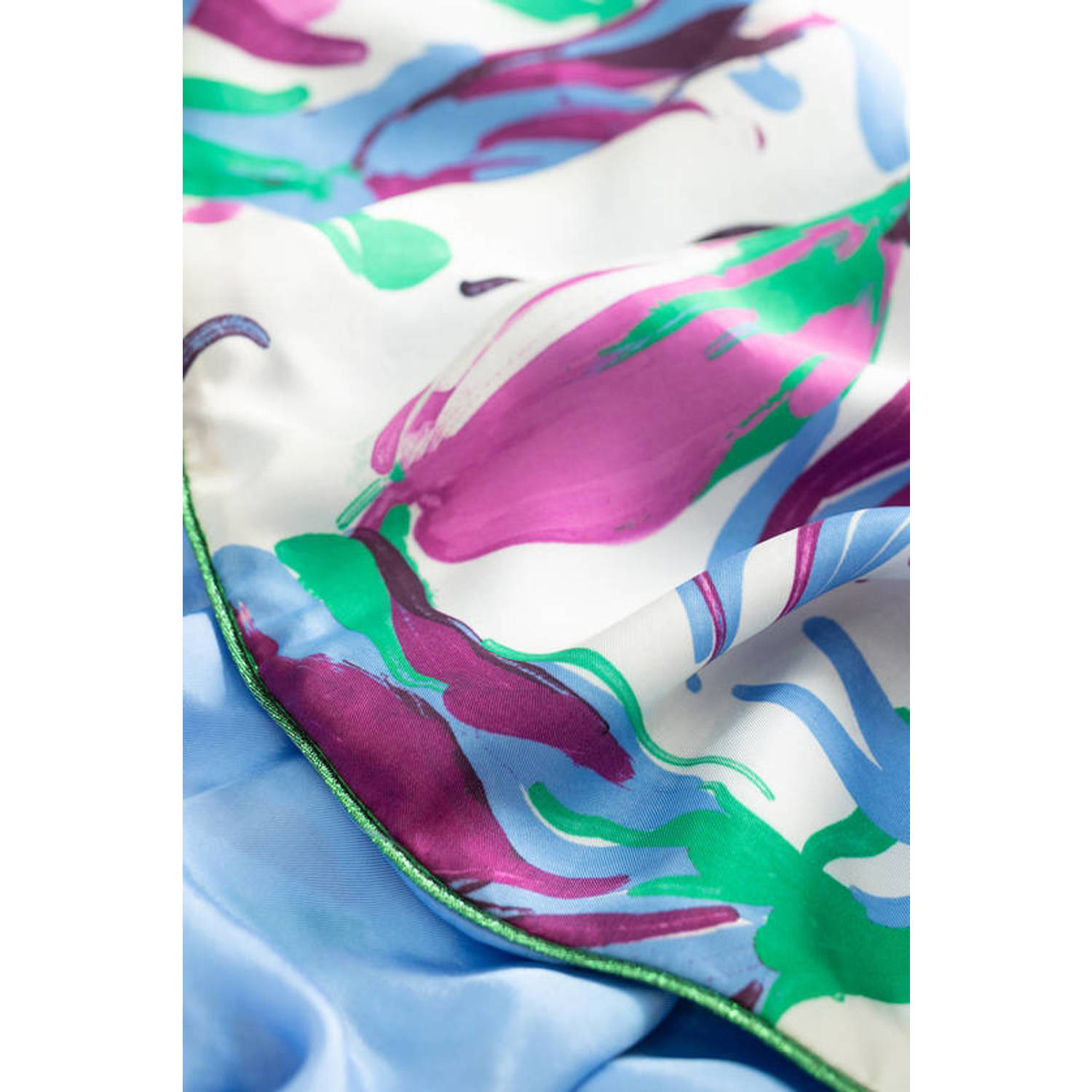 POM Amsterdam sjaal met bloemenprint blauw